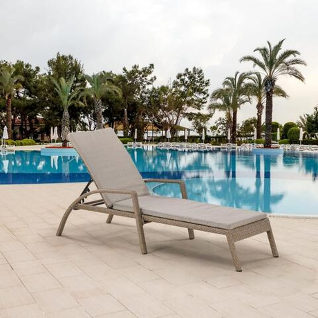 Шезлонг-лежак плетеный Afina A30B2-W56 Light Brown с матрасом