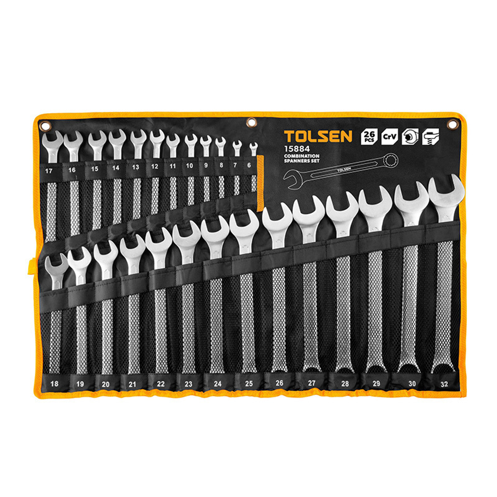 TOLSEN (TT15884) Набор комбинированных ключей, 6-32 мм, 26 предметов