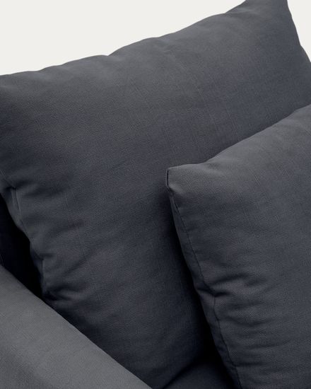 Кресло Nora со съемным чехлом и подушкой из льна и хлопка серо-антрацитовое 92 см Испания 