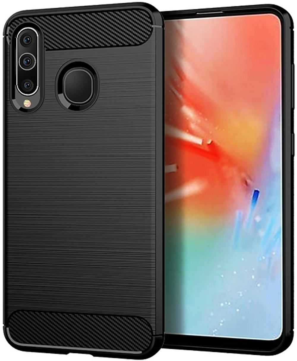 Чехол для Samsung Galaxy A60 (Galaxy M40) цвет Black (черный), серия Carbon от Caseport