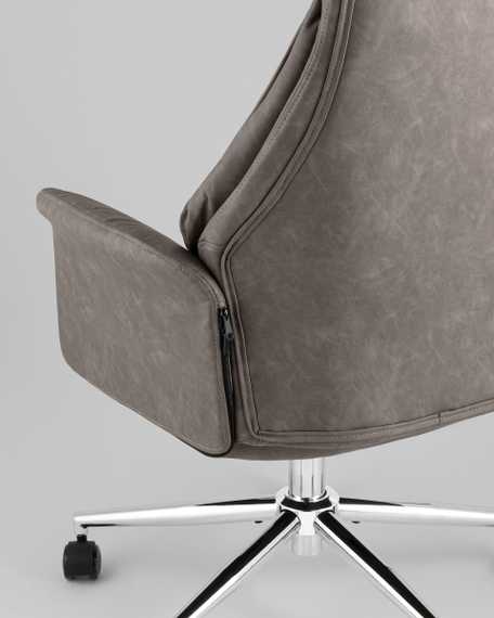 Кресло офисное TopChairs Neoma серый экокожа