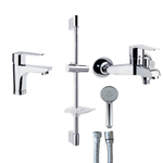 Комплект: смеситель для ванны со штангой и ручным душем + смеситель для раковины YPSILON PLUS 6474