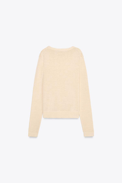 ZARA СВИТЕР ИЗ СМЕСОВОГО ЛЬНА В СТИЛЕ РУСТИК, ЦВЕТ ЛЬДА