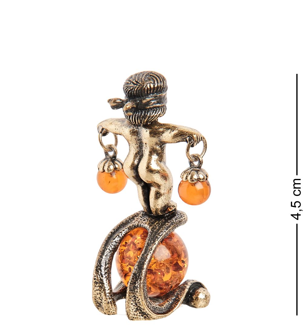 AM- 312 Фигурка «Знак зодиака - Весы» (латунь, янтарь)