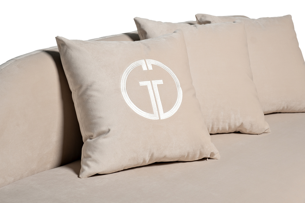 Диван трехместный 75x112x290см Garda Decor Lea велюровый кремовый