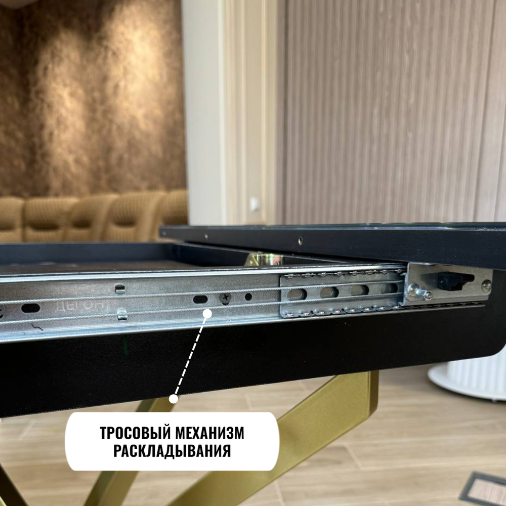 Стол круглый стеклянный "Черный мрамор"