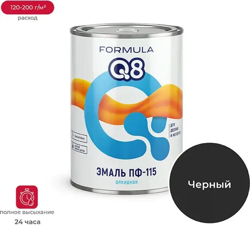 Эмаль ПФ-115 алкидная FORMULA Q8 черная 0,9кг