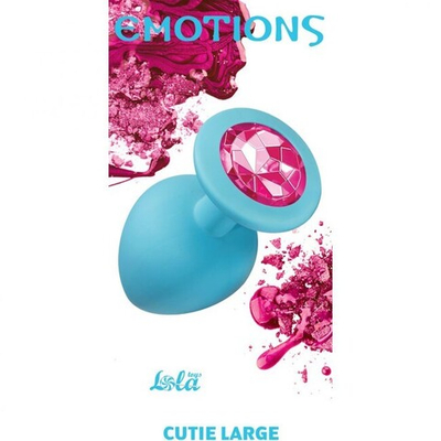 Большая силиконовая пробка с розовым кристаллом Cutie Large (9,6 см , голубой с розовым) (Цвет: голубой с розовым)
