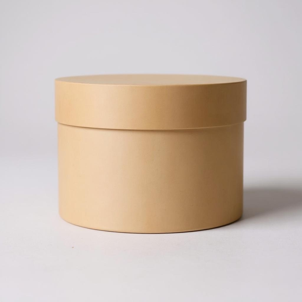 Плотная короткая круглая коробка(без ручек). Цвет: Персик.