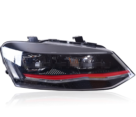 Передние фары Фольксваген Поло 2010-2019 V12 type GTI [Комплект Л+П; GTI type; яркие ходовые огни; светодиодные; БИ LED линза; динамичный поворотник]