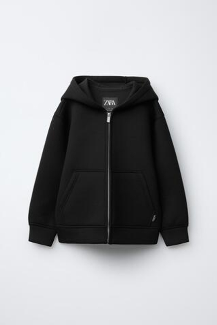 ZARA ТОЛСТОВКА С КАПЮШОНОМ, ЧЕРНЫЙ