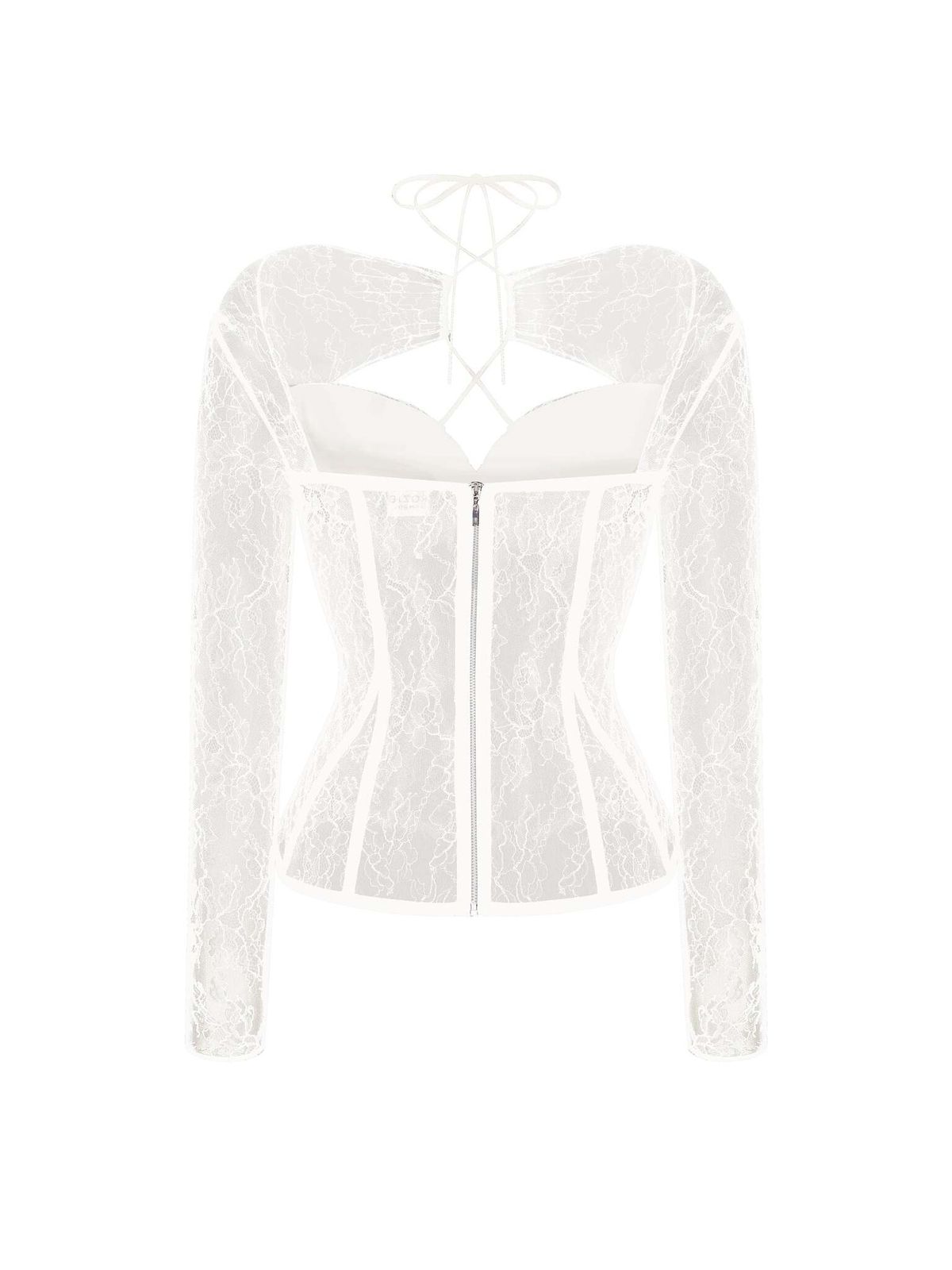 Tоп корсетного типа из кружева с рукавами