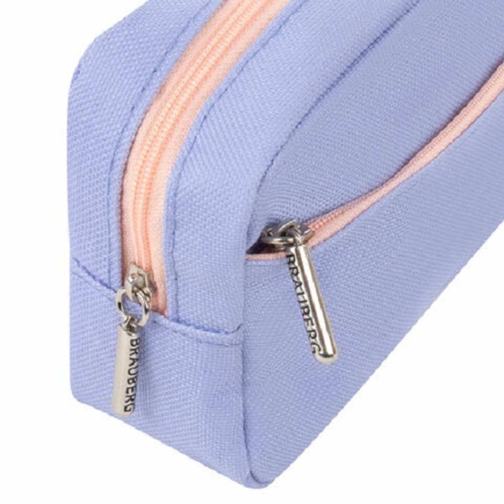 Пенал мягкий прямоугольный 2 отделения 210*100*50 Brauberg Pastel, голубой, ткань