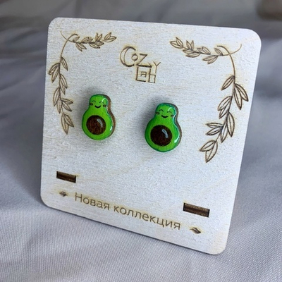 Серьги с ювелирной смолой Авокадо
