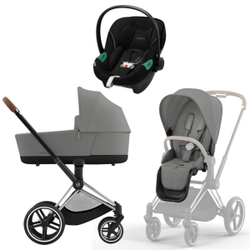 Коляска 3 в 1 Cybex Priam IV Chrome Brown complete и автокресло Aton S2 i-Size Moon Black Mirage Grey