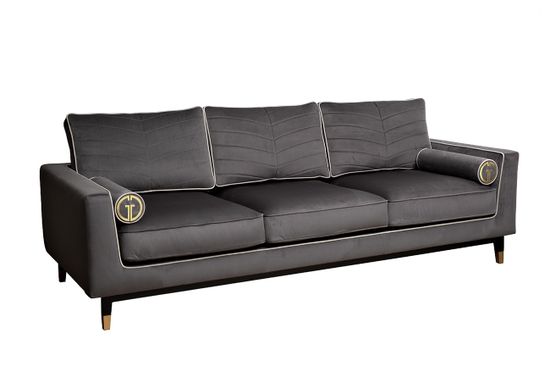 Диван Madrid Memory с кантом трехм. без мех.,велюр серый Colt1003+Colt030