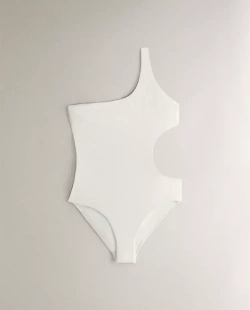 ZARA HOME КУПАЛЬНИК С АСИММЕТРИЧНЫМ ВЫРЕЗОМ, ЭКРЮ