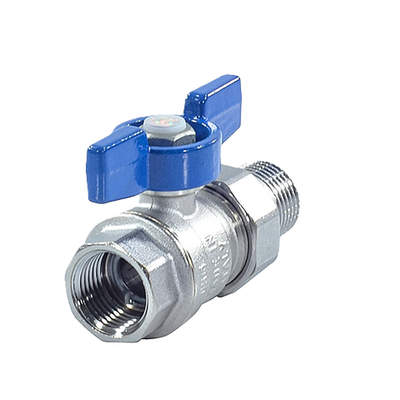 Кран шаровой латунь хром R859 Ду 15 Ру42 ВР/"американка" полнопроходной бабочка синяя Giacomini R859X343