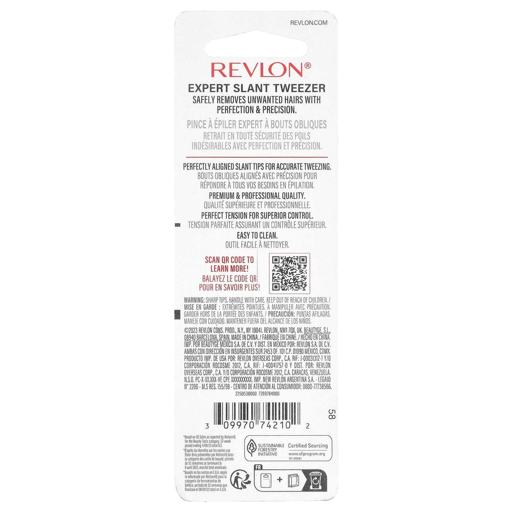Revlon, Пинцет со скосом, черный, 1 шт.