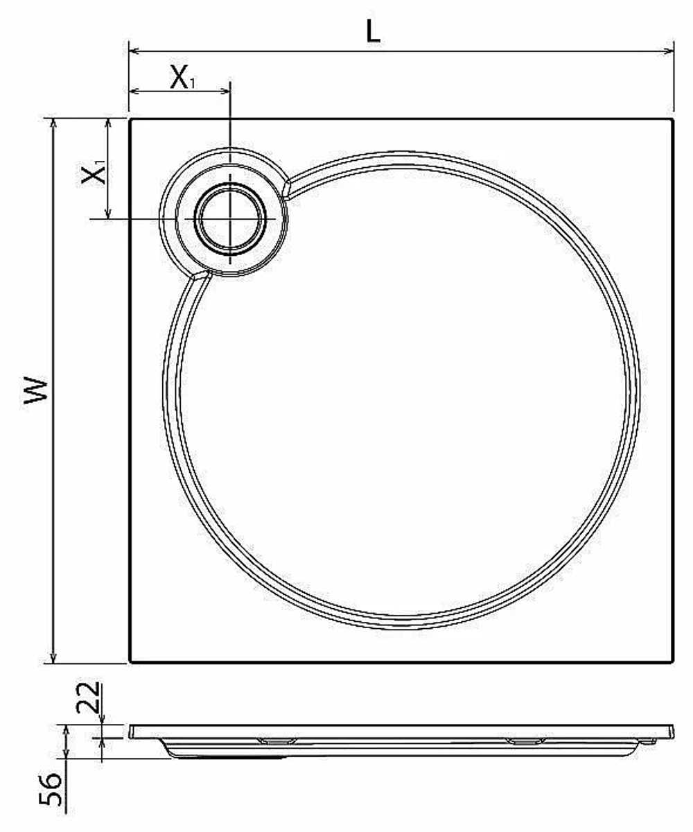 Душевой поддон Cezares TRAY-S-A-90-56-W 90х90 белый