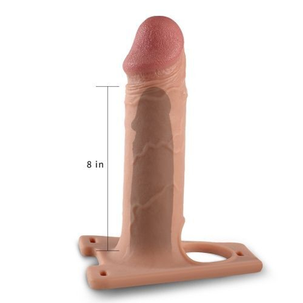 Телесный полый страпон на черных ремешках Ingen Hollow Big 8.5’’ - 21,5 см.