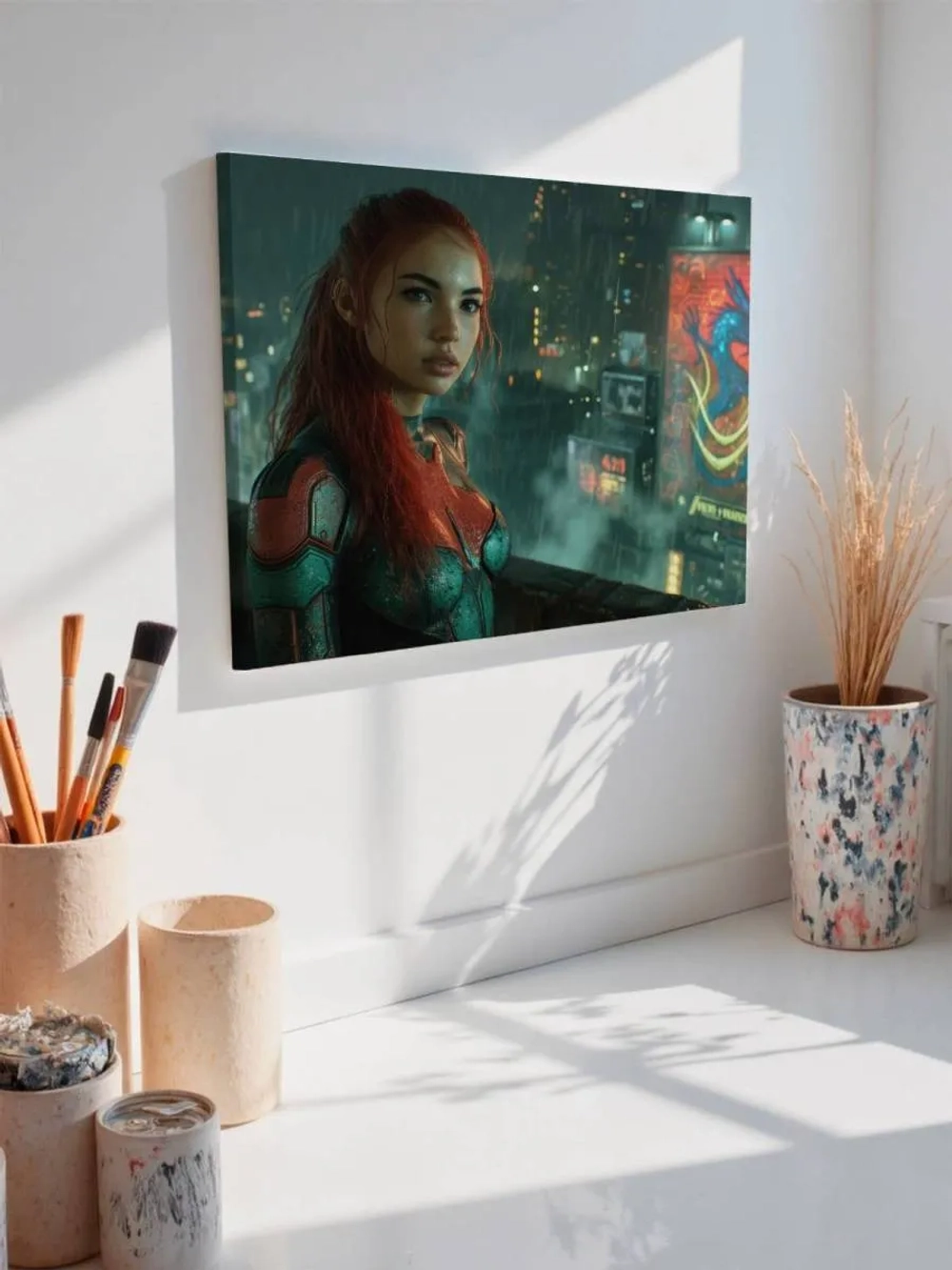 Картина на стену 40 X 50 Девушка киберпанк