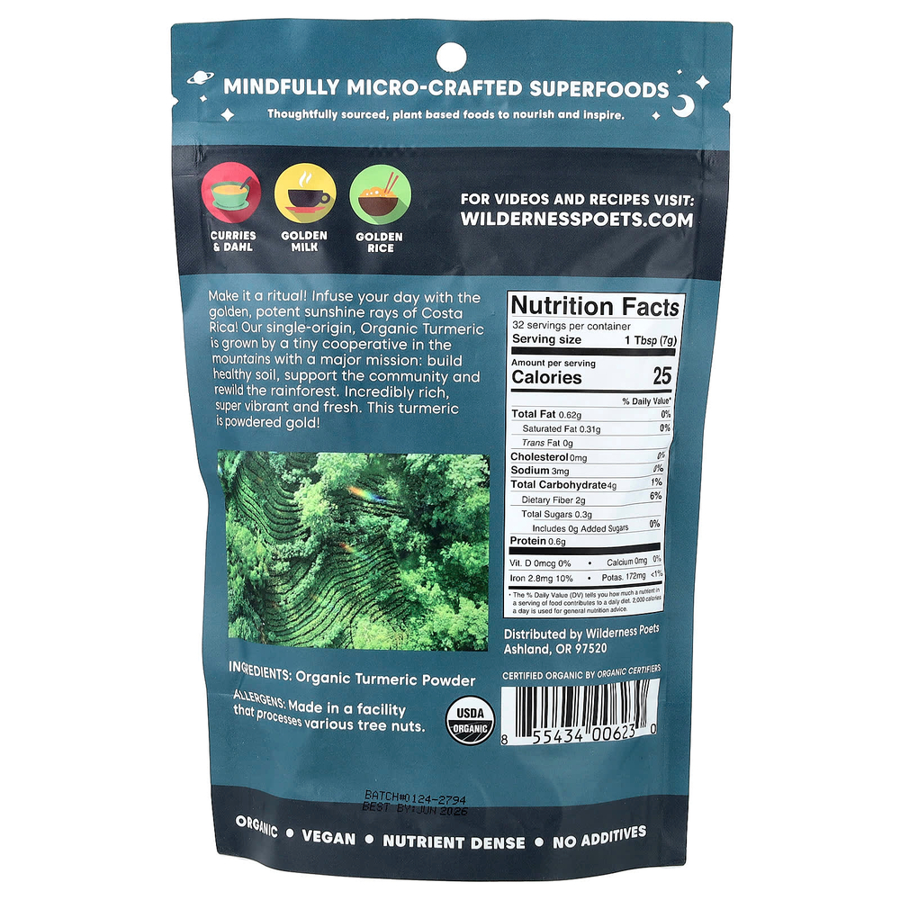 Wilderness Poets, органическая коста-риканская куркума, 226 г (8 унций)