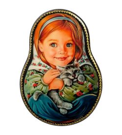 Народные промыслы ШК-19/ 1-B Шкатулка в технике декупаж «Матрешка» (11,5х8,5х3)