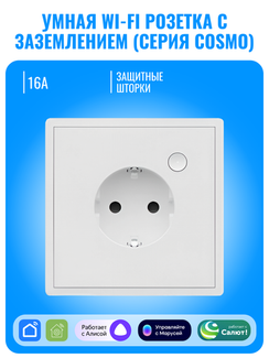Умная Wi-Fi розетка с заземлением Smart Aura серия COSMO