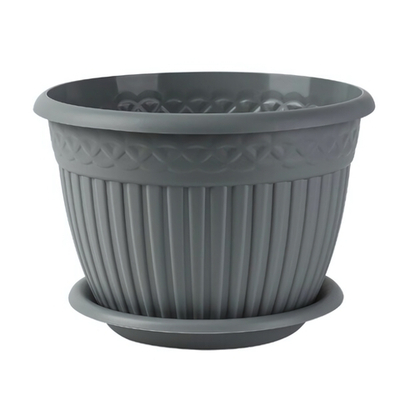 Кашпо "Византия" (15л.) с блюдцем Цв. Серый жемчуг