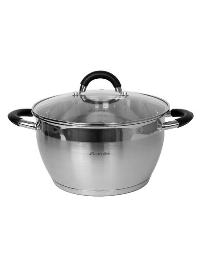 Набор кастрюль 8 предметов из нержавеющей стали Kamille KM 5755 (1,8 л; 2,5 л; 3,5 л; 5,3 л) с силиконовыми вставками на ручках