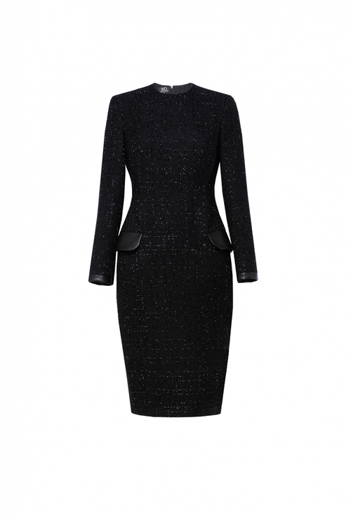 Полуприлегающее твидовое платье в клетку 04-04-23 FW