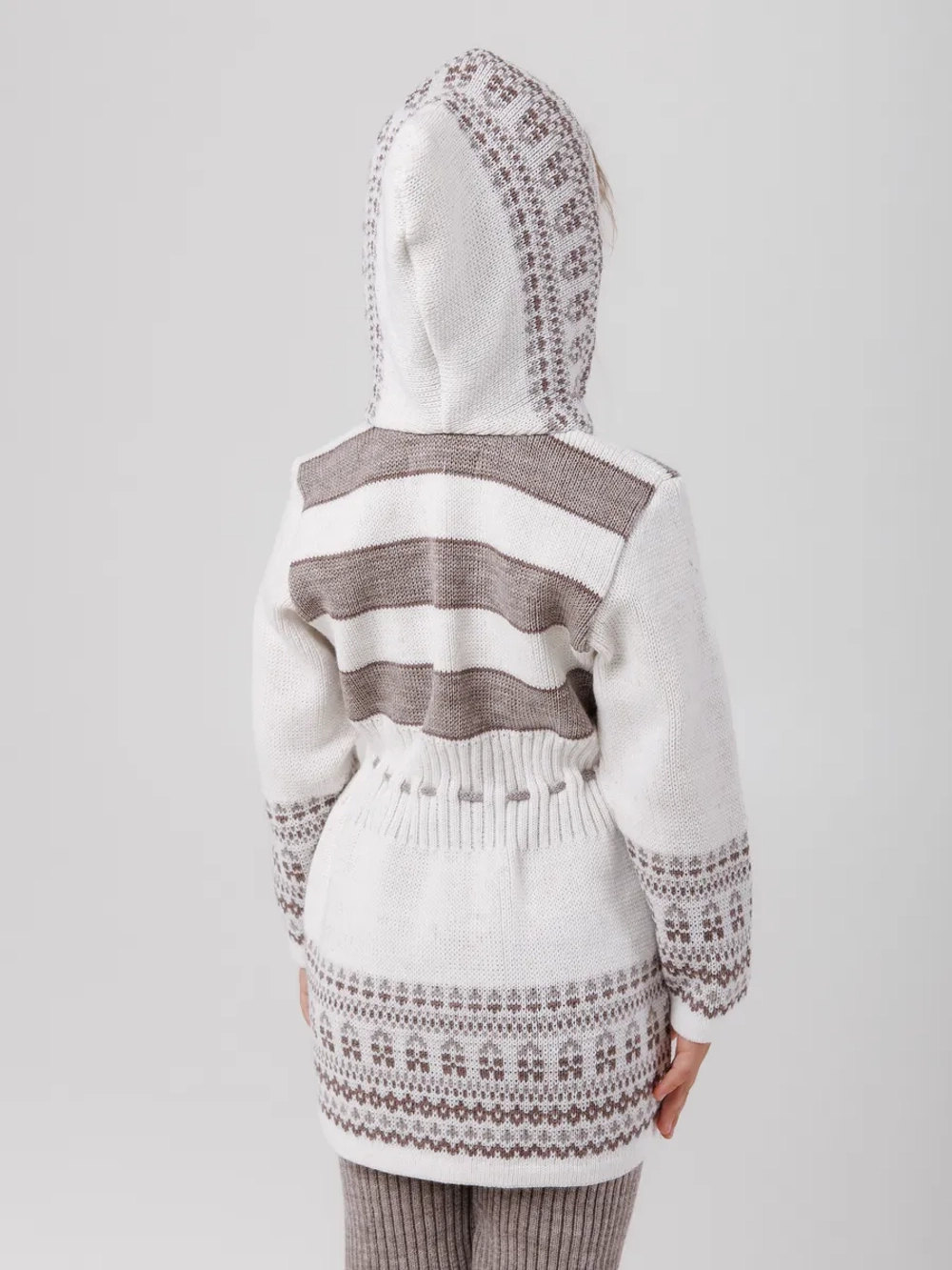 Кардиган вязаный на молнии с капюшоном для девочки