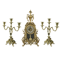 Bello De Bronze Каминные часы с маятником с канделябрами "Библо"