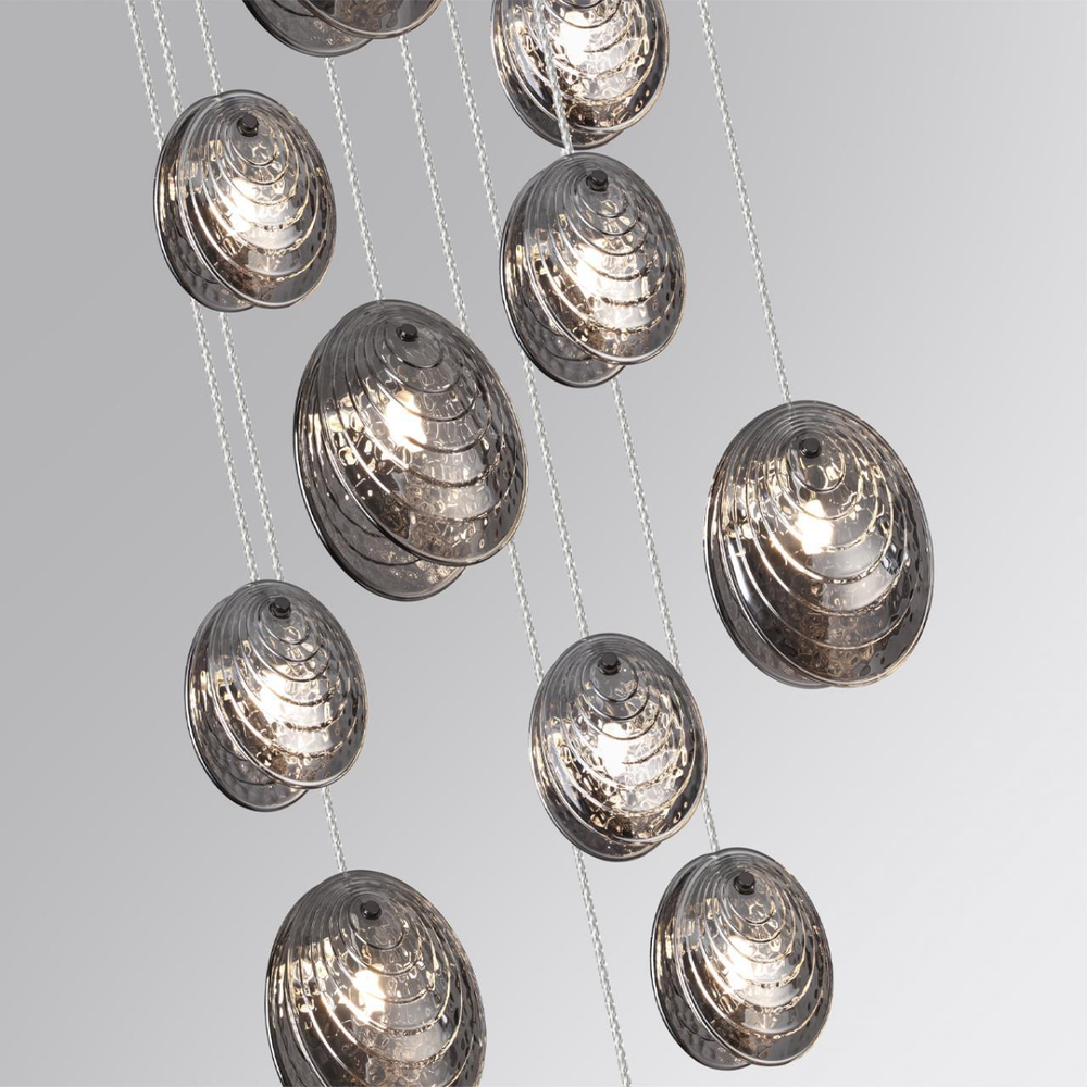 5038/11 MODERN ODL24 427 черный/дымчатый/металл/стекло Люстра каскадная G9 11*40W MUSSELS