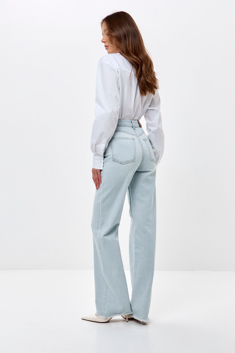 Джинсы Wide Leg голубого цвета