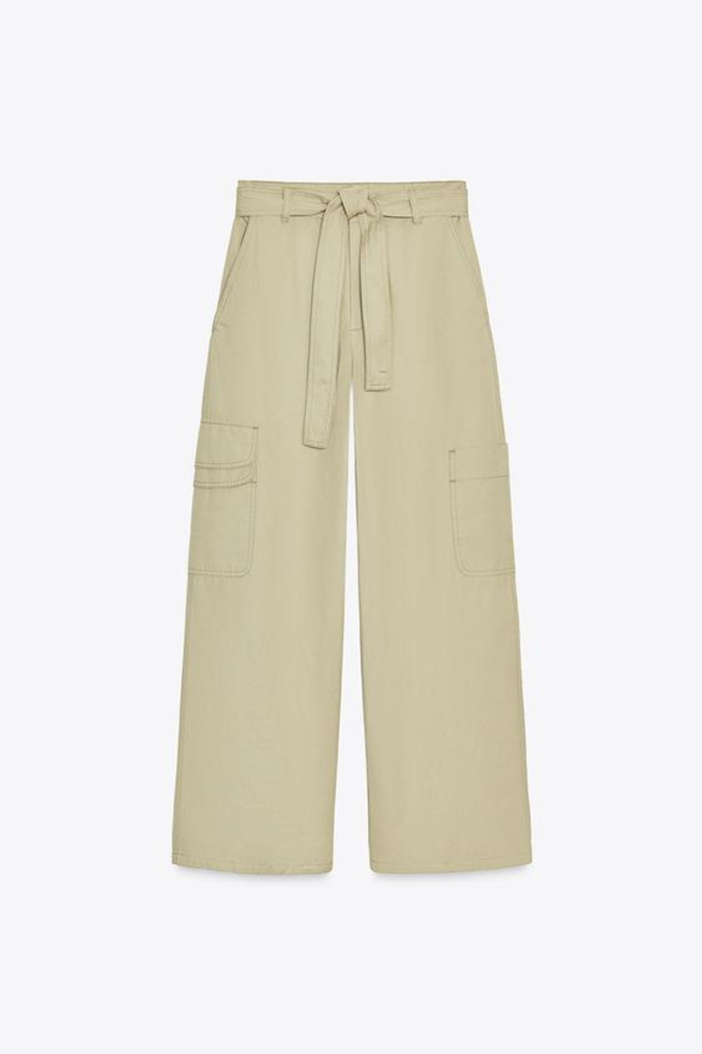 ZARA БРЮКИ КАРГО ОБЪЕМНОГО КРОЯ, СВЕТЛЫЙ ХАКИ