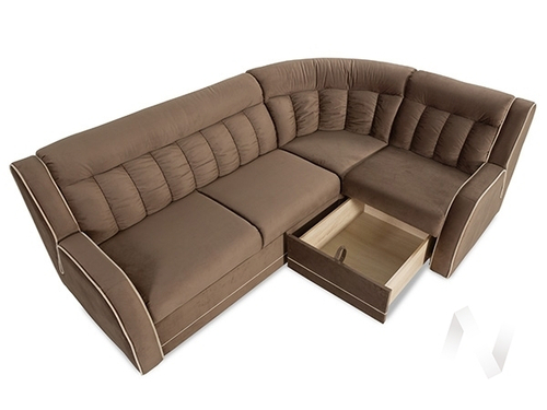 Диван угловой Блистер 2 (ДУ) GROUND 03 (коричневый) GROUND 01 (бежево-кремовый)