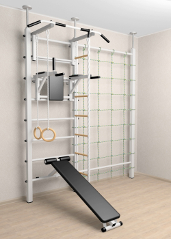 Шведская стенка Sv Sport враспор (Турник стандарт/Брусья/Скамья/Канат/Kольца/Лестница/Канатный лаз/Сетка)