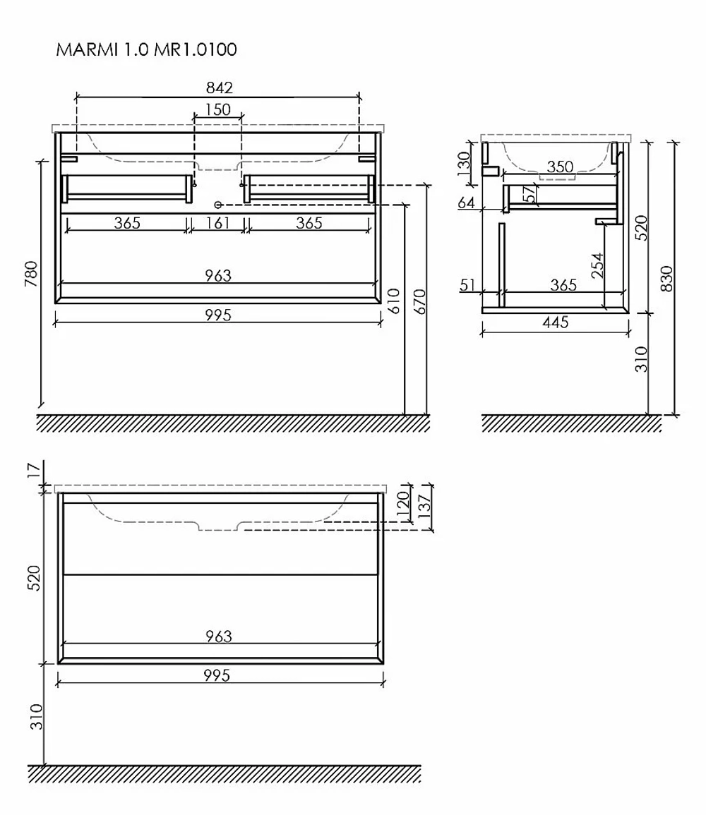 Тумба с раковиной Sancos Marmi 1.0 MR1.0100EG дуб галифакс натуральный