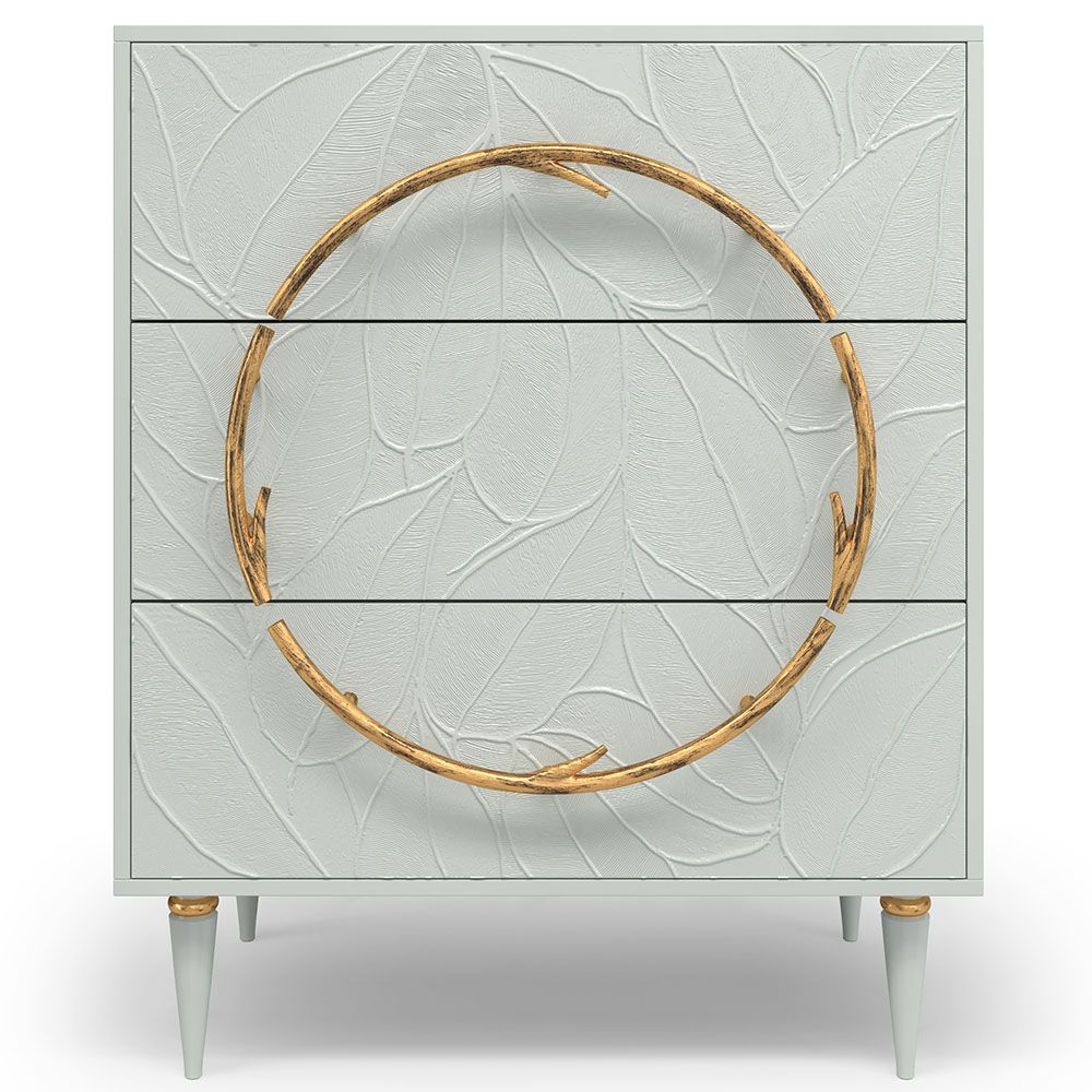 Комод Арт Колор leaves Классик Голд с 3 ящиками Серый дым