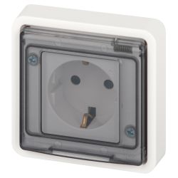 Розетка ЭРА Эксперт 11-2521-01 с заземлением с крышкой 2P+E IP55 16A-250В СУ белый