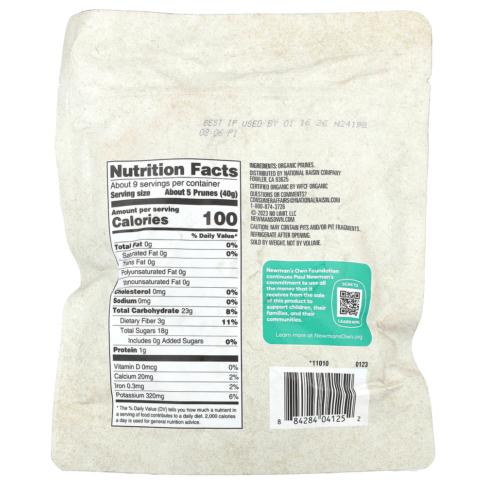 Newman's Own Organics, органический продукт, чернослив без косточек, 340 г (12 унций)