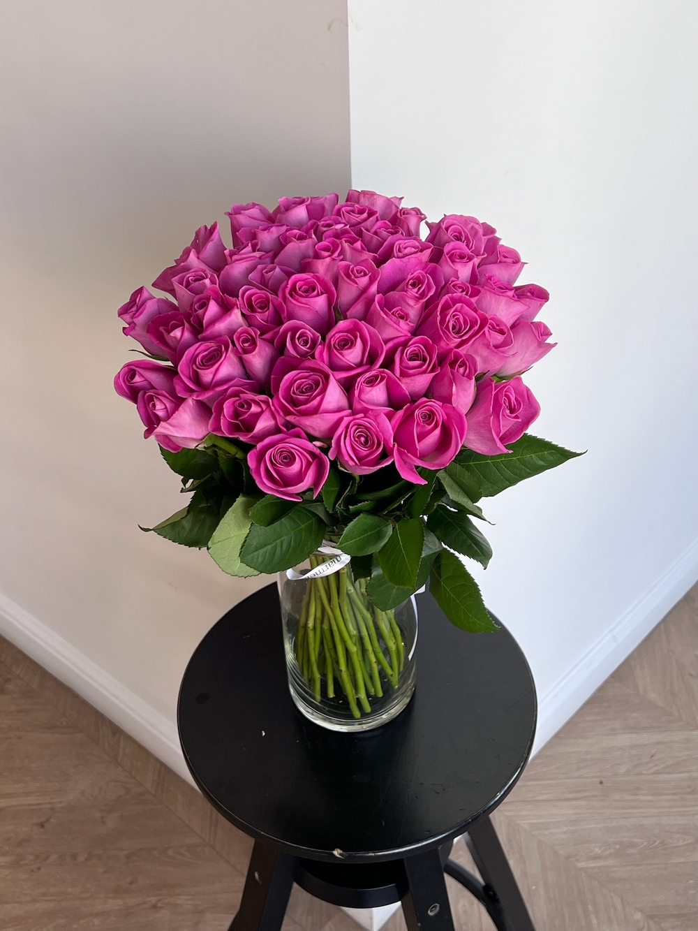 Букет из розовой розы (40см)  51 шт под ленту
