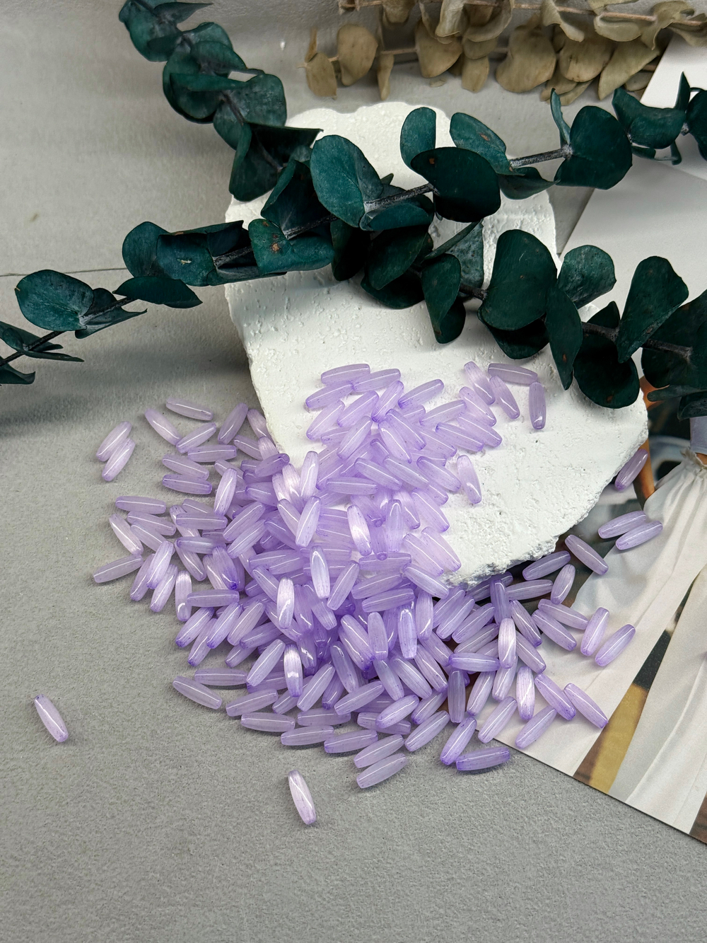 Стеклянные бусины «Кошачий глаз» 12*4 мм, 100 штук, фиалка