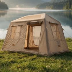 Надувная палатка UNIX Camp Vega 3х2 бежевый (+ навес)