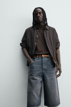 ZARA ДЖИНСОВЫЕ ШОРТЫ BAGGY FIT, СИНИЙ