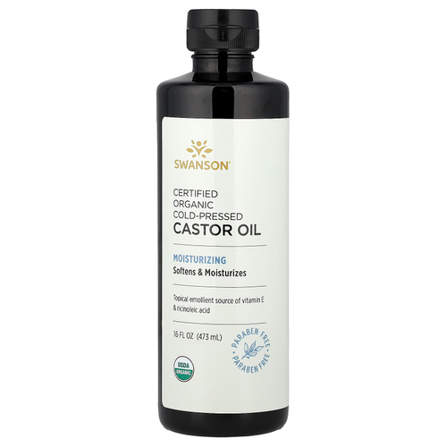 Swanson Vitamins, Сертифицированное органическое касторовое масло холодного отжима, 473 мл (16 жидк. унц.)