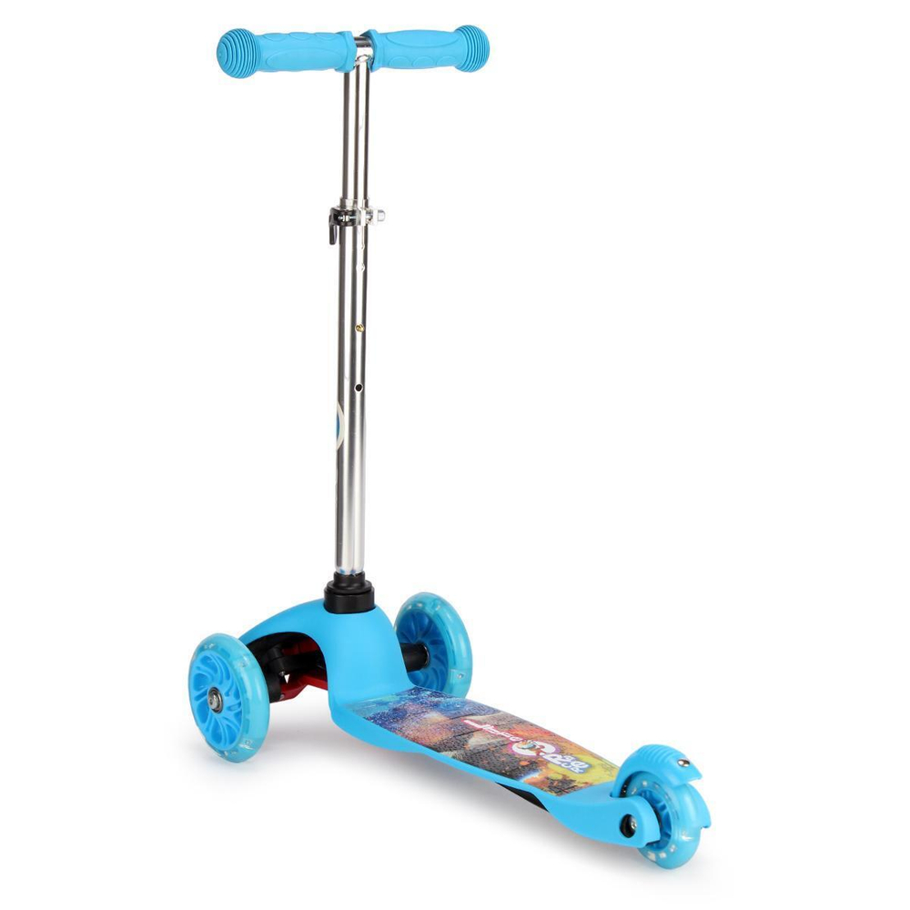 Самокат 3х кол. розовый, 55см, макс.высота ручки 62см. колеса PU свет, макс.вес 45кг.