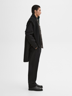 Massimo Dutti Брюки прямого кроя из смесового хлопкового твила, темно-синий